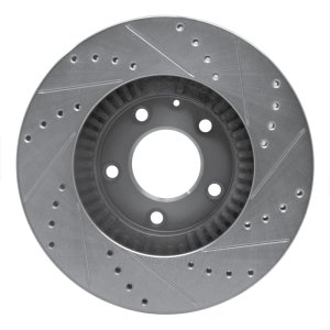 Mazda Millenia Brake Rotor (1) - Front Left - R1 Concepts - Drilled & Slotted - Silver - `01-`02